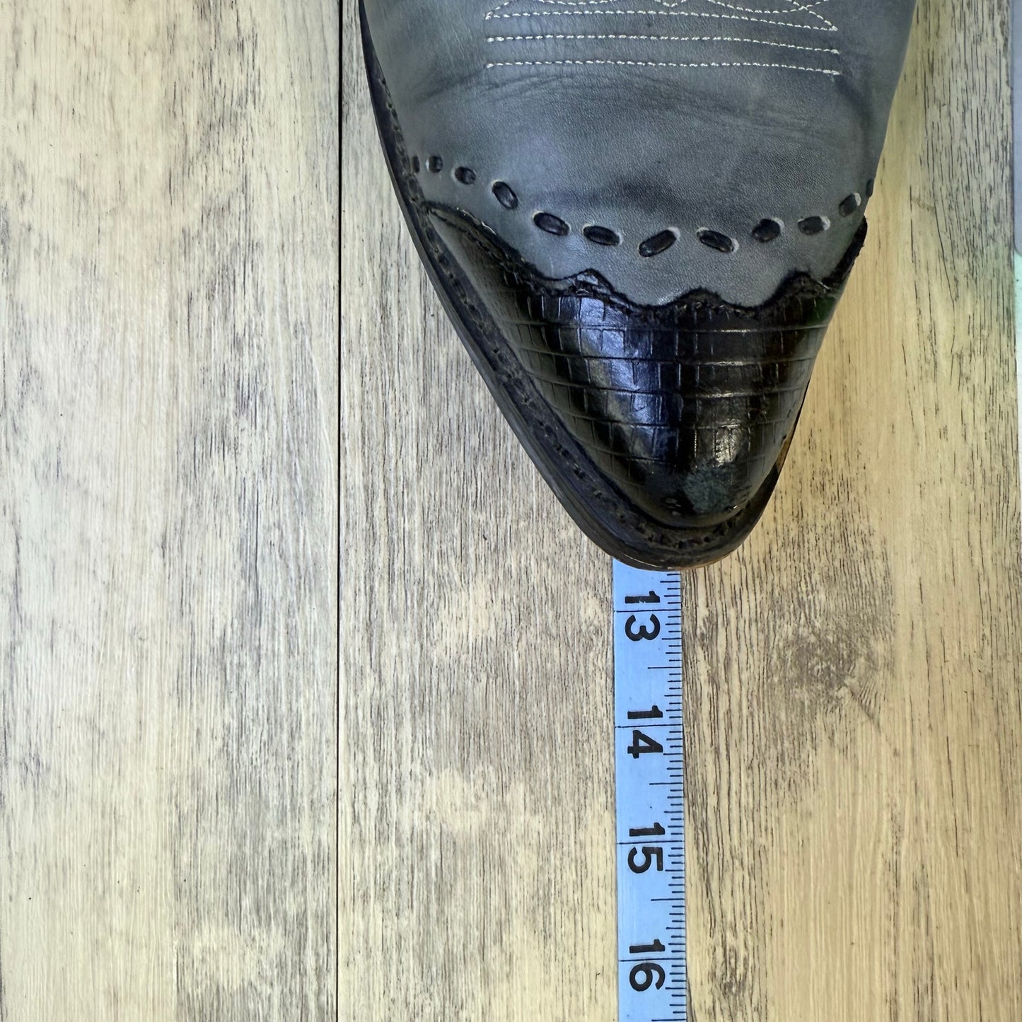 Laredo Men - Size 11.5D - Gray / Black Lizard Print Wingtip Cowboy Boots 6782