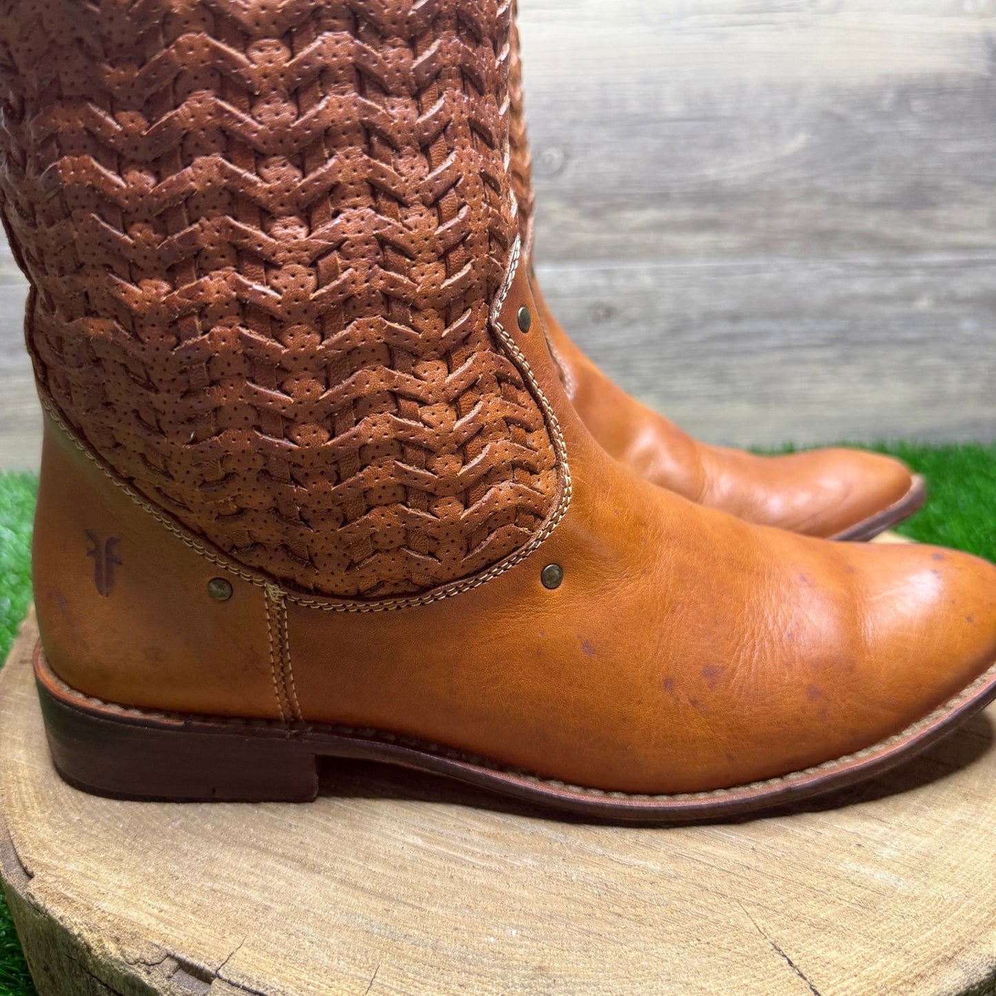 Frye Women - Size 7.5B - Carmel Weave Riding Boots Style 77970
