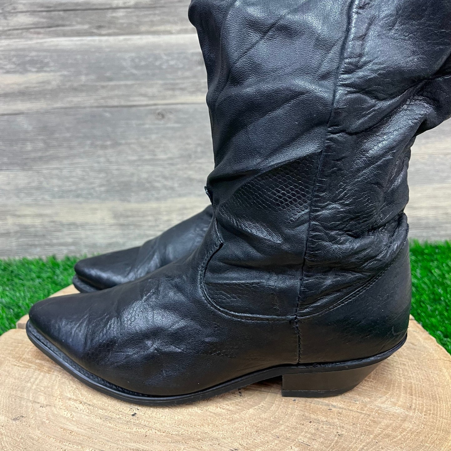 Dingo Women - Size 8M - Vintage Black Soft Leather Slouch Boots Style 5107