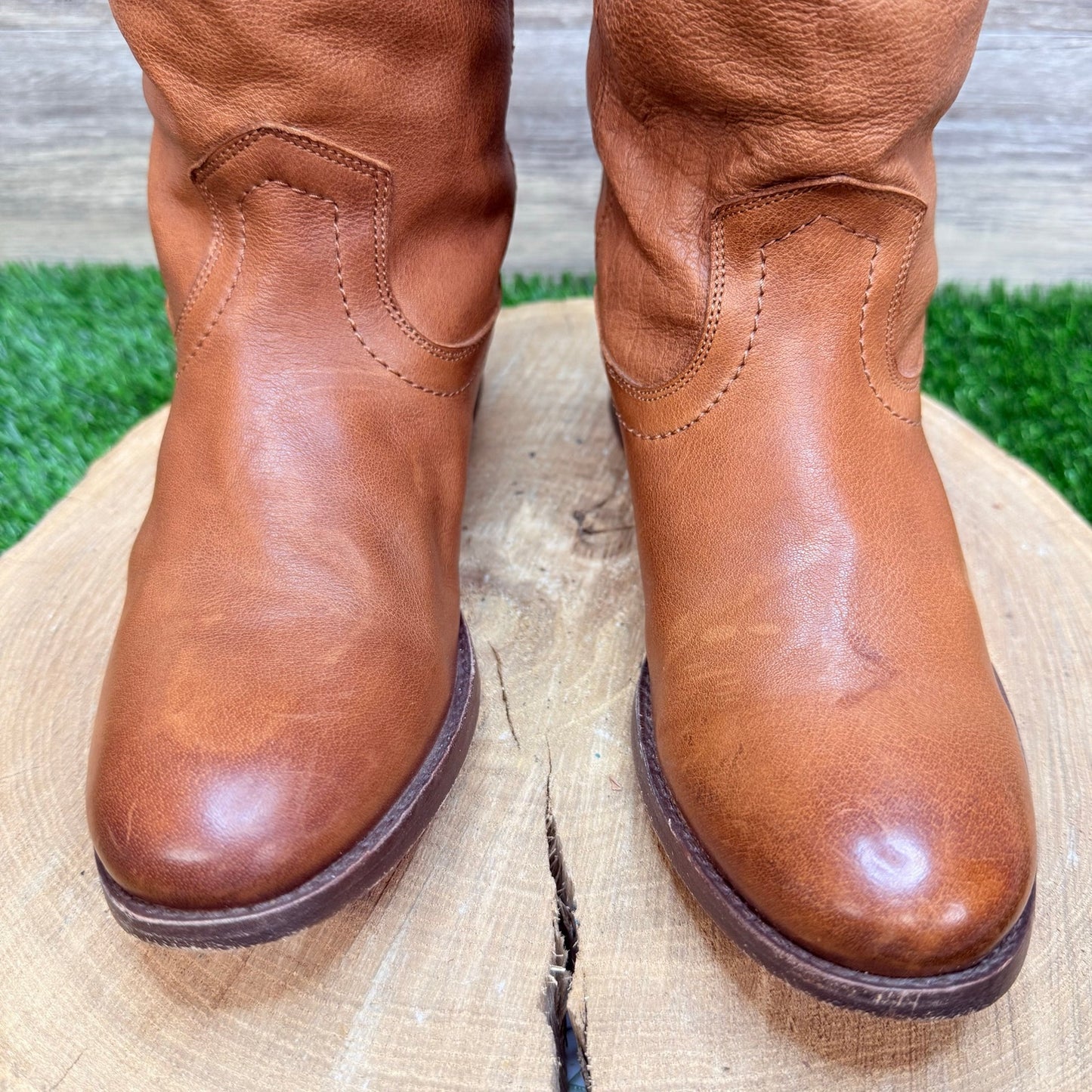Frye Women - Size 7.5B - Cognac Melissa Pull On Cowboy Boots 3475456