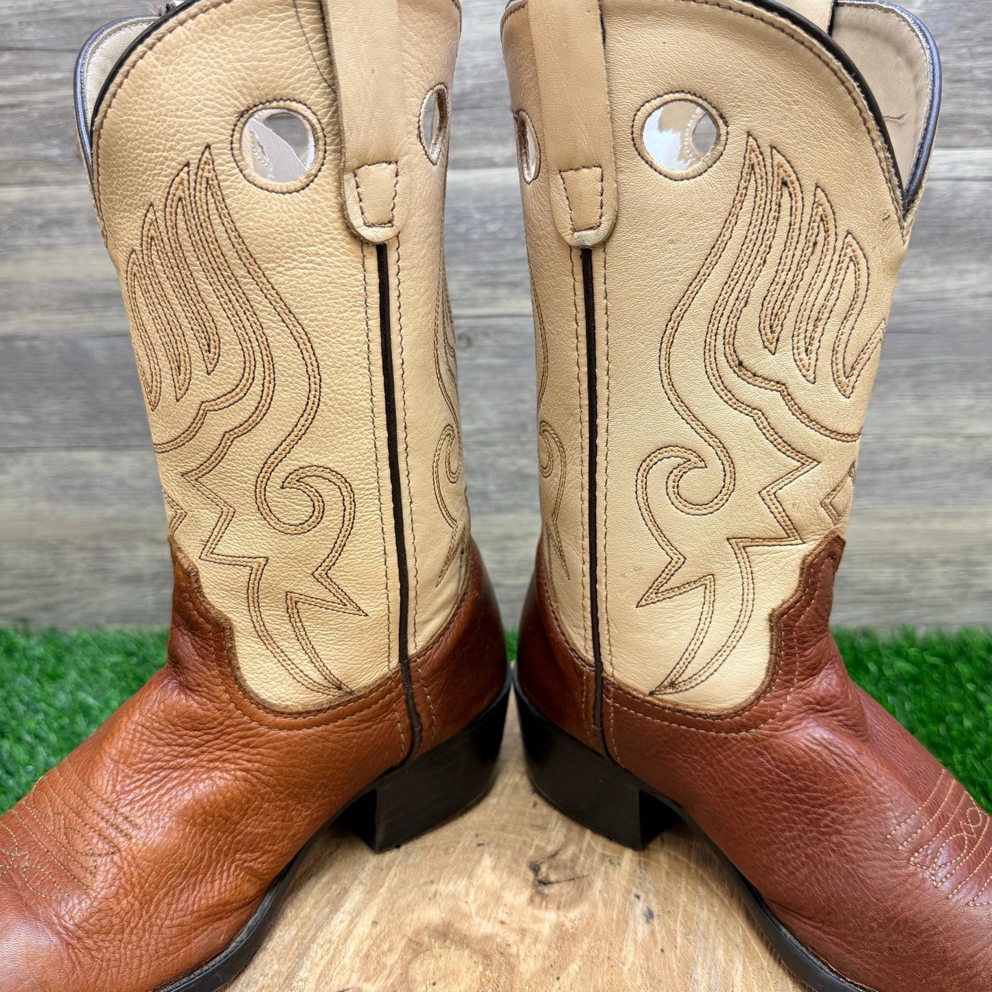 Pocono Western Youth - Size 4.5 - Tan / Cream Cowboy Boots V-1823