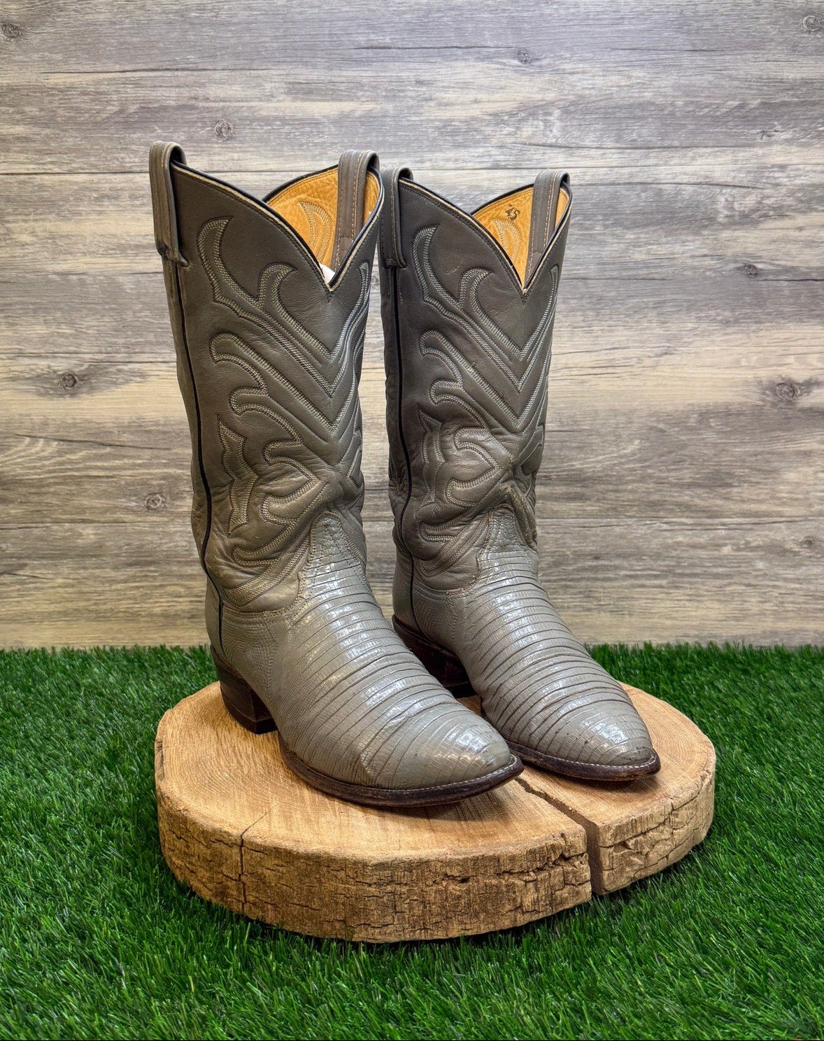 Tony Lama Men - Size 7.5D - Vintage Gray Lizard Cowboy Boots Style 8117