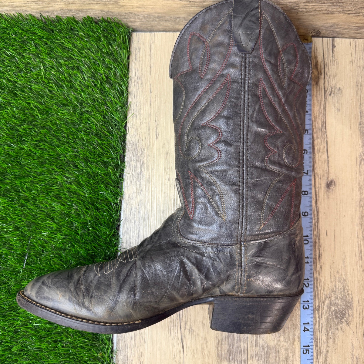Unknown Men - Size 9EE - Vintage Gray Marbled Print Western Cowboy Boots 7893