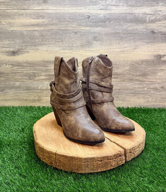 Cato Women - Size 7 - Brown Buckle Zipper Ankle Faux Leather Boots