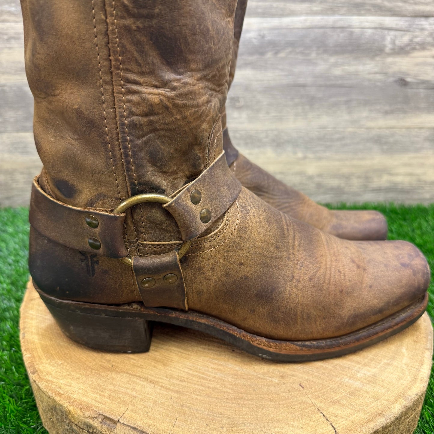 Frye Women - Size 10M - Brown Harness Square Toe Moto Boots Style 77300-3