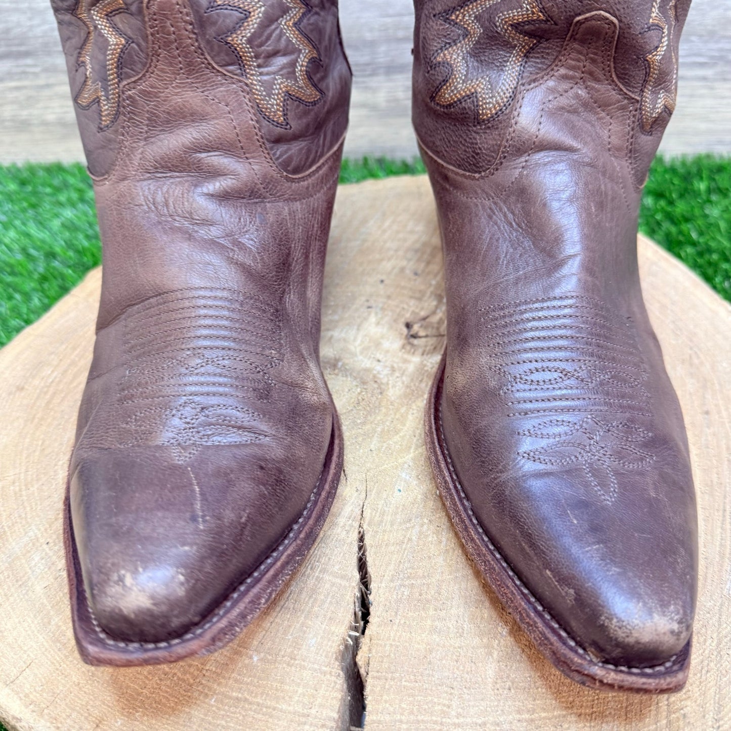 Old West Women - Size 10 - Brown Snip Toe Western Cowboy Boots LF1534