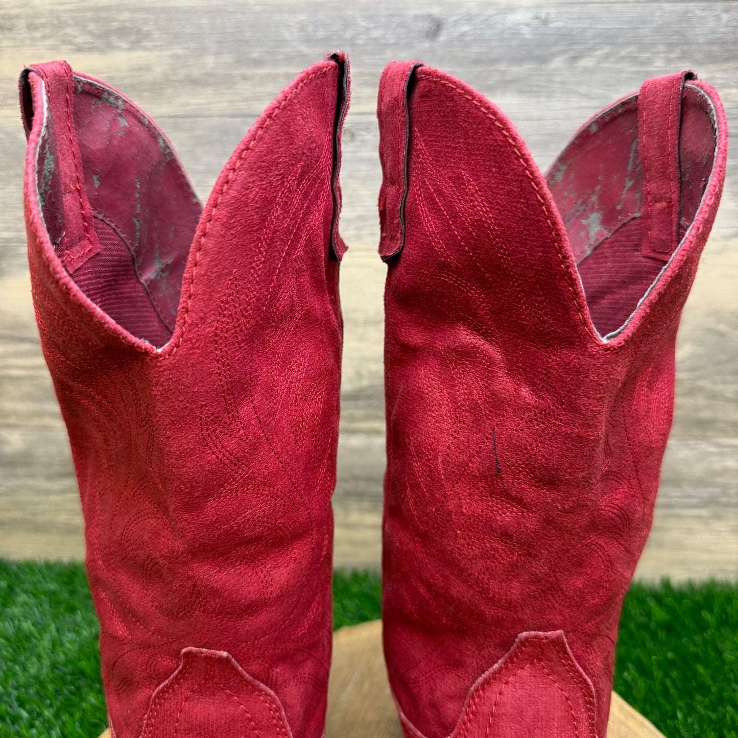 Rampage Women - Size 8M - Red Faux Suede Western Cowboy Boots Style Walden