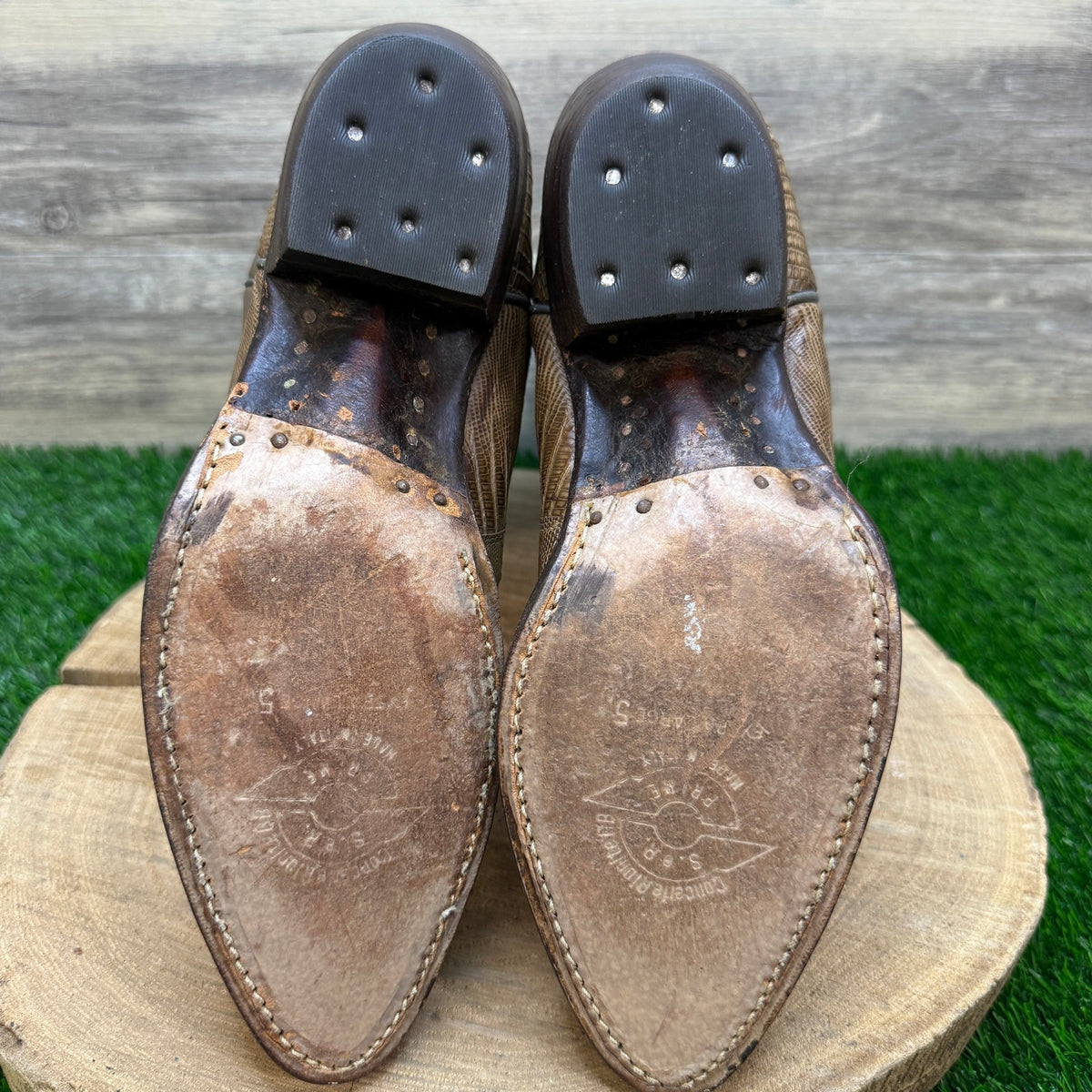 Justin Women - Size 7.5B - Vintage Tan Lizard Western Cowboy Boots Style L4701