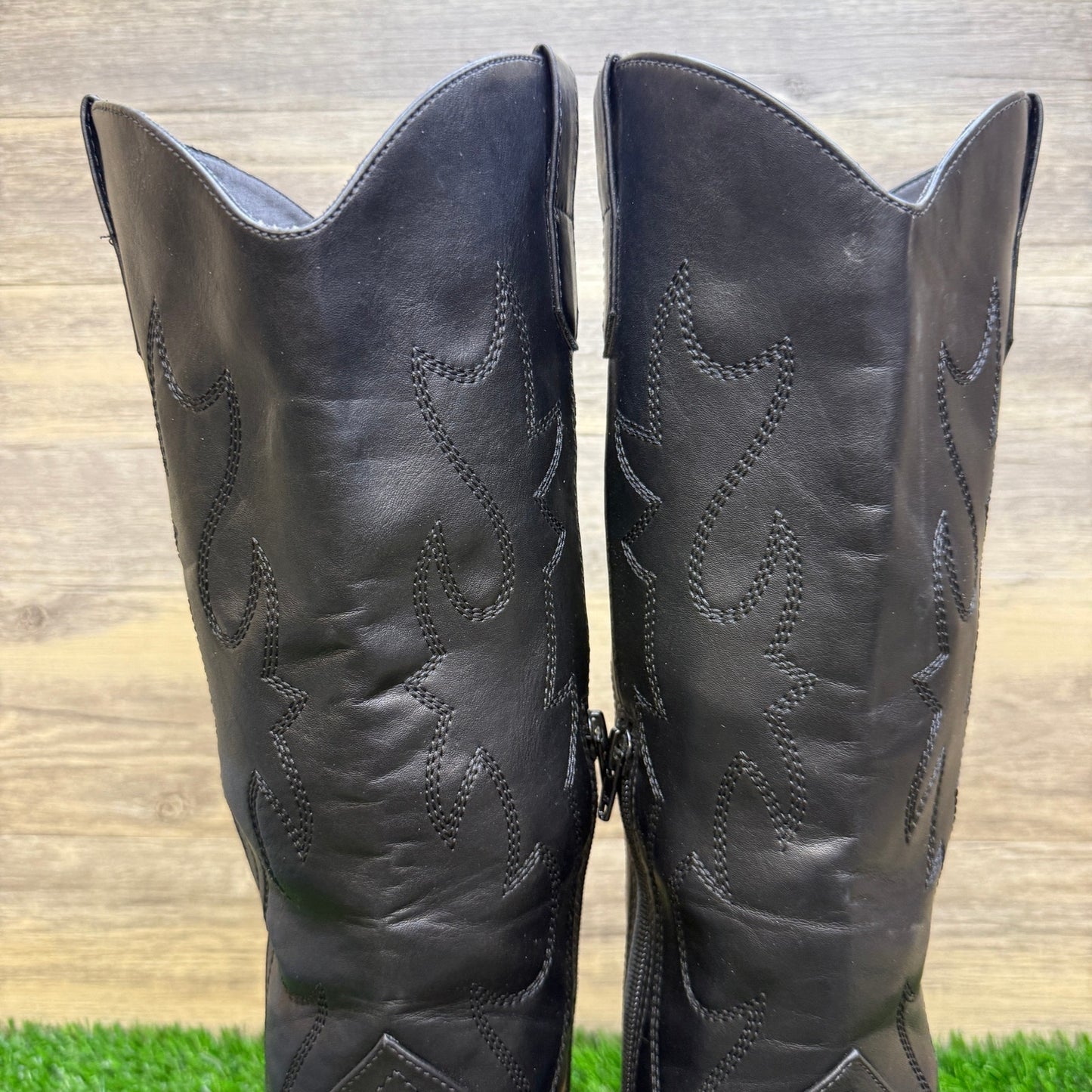 Madden NYC Women - Size 7.5 - Black Faux Leather Zipper Tall Boots Style 25193