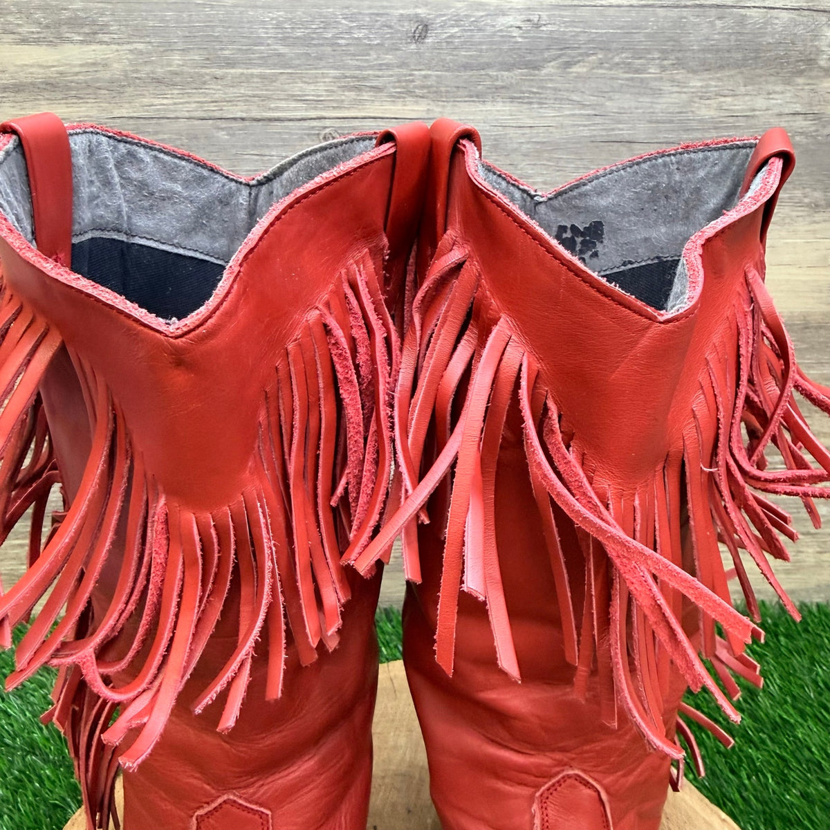 Oak Tree Farms Women - Size 7 - Red Fringe Western Cowboy Boots