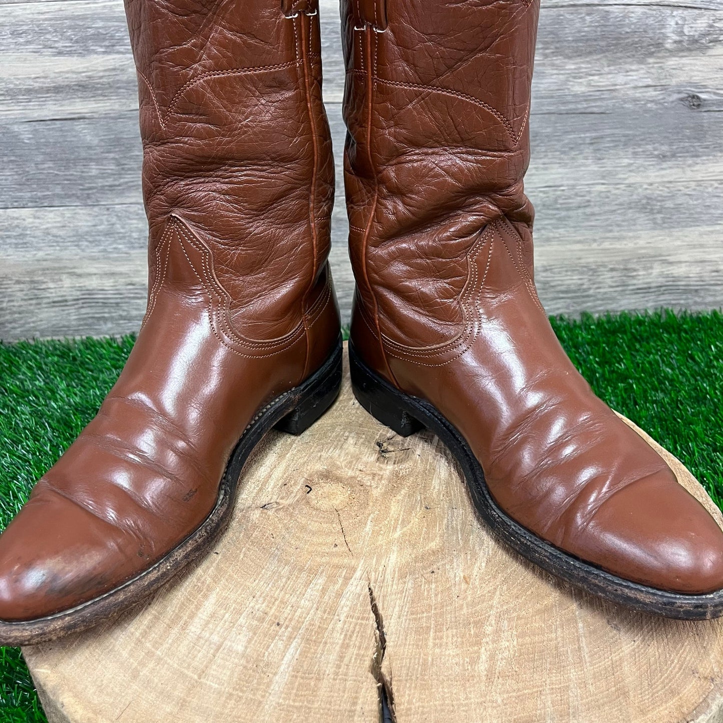 Nocona Women - Size 6.5B - Vintage Cognac Roper Cowboy Boots Style 181