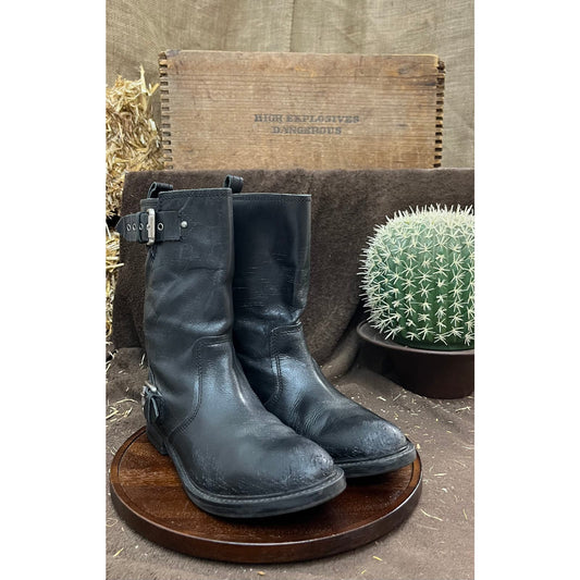 Zara Women - Size 8.5 (see below) Black Buckled Cowboy Boots