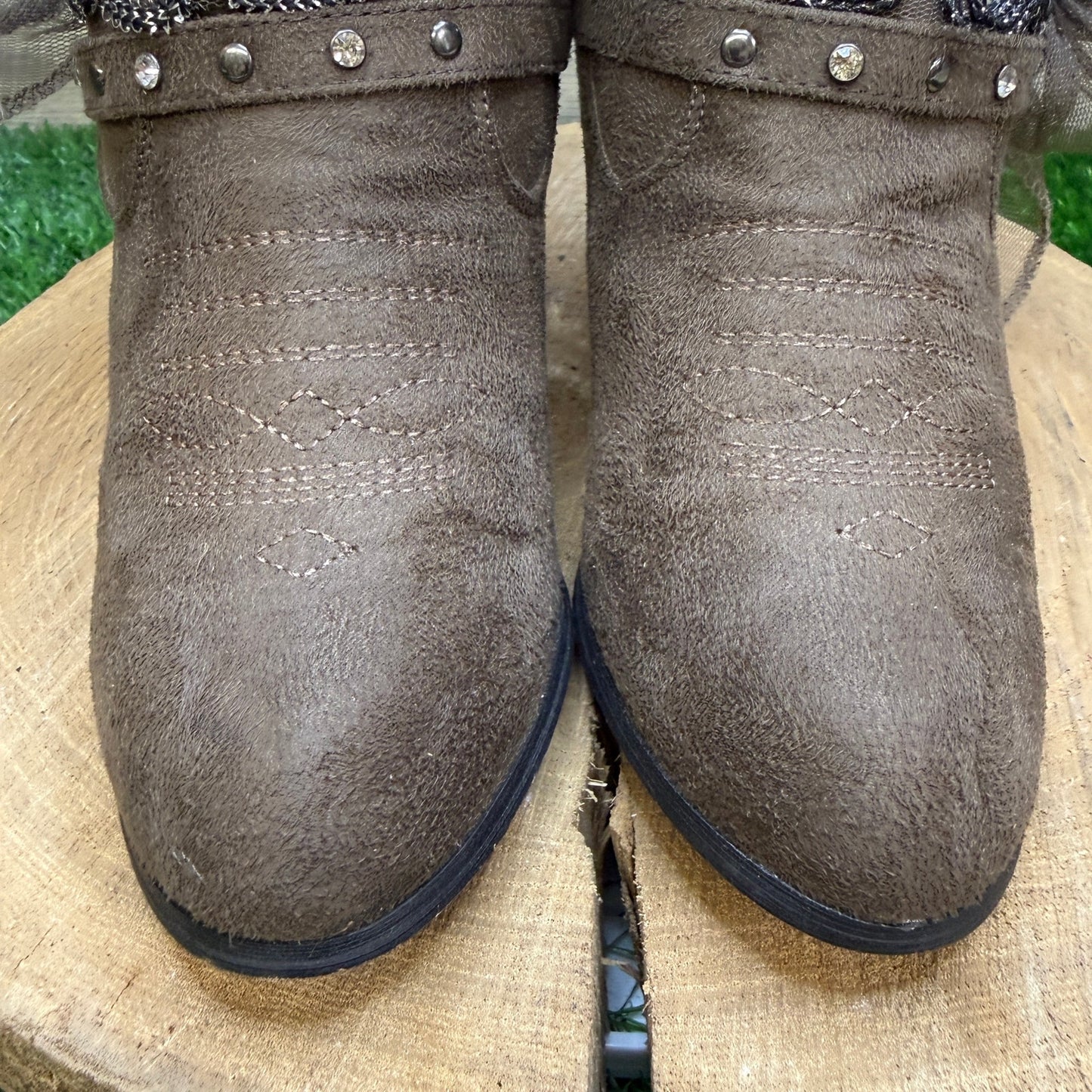 Dolce Women - Size 7M - Fawn Faux Suede Strappy Boots Style Briar