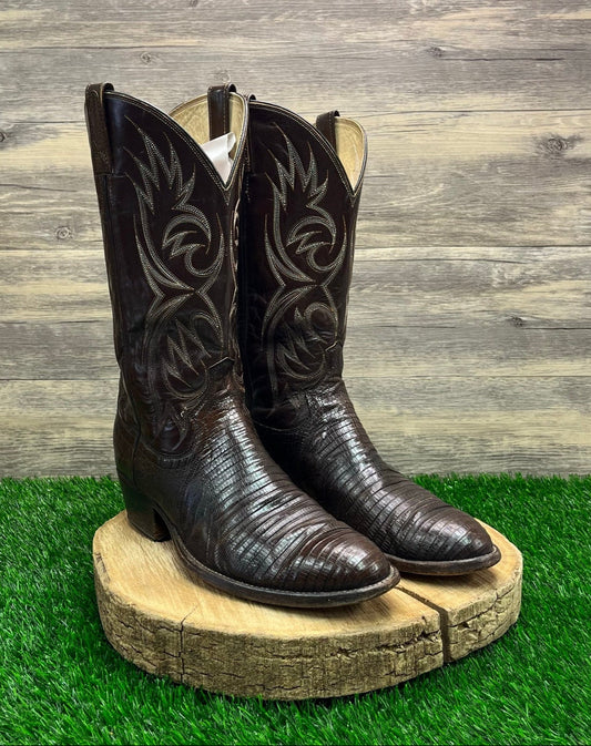 Dan Post Men - Size 10.5D - Vintage Chocolate Brown Lizard Cowboy Boots 6862