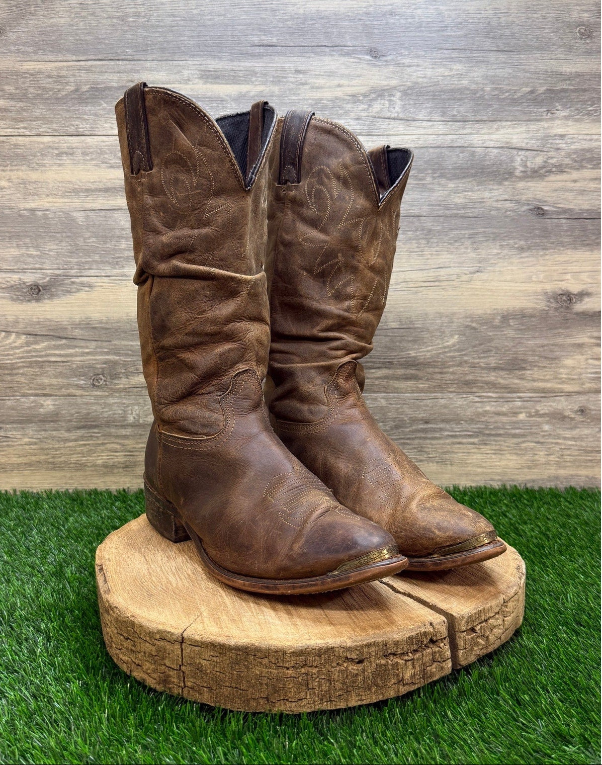 Durango Men - Size 10.5EE - Brown Slouch Toe Plate Western Cowboy Boots 1297