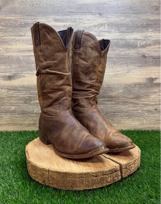 Durango Men - Size 10.5EE - Brown Slouch Toe Plate Western Cowboy Boots 1297
