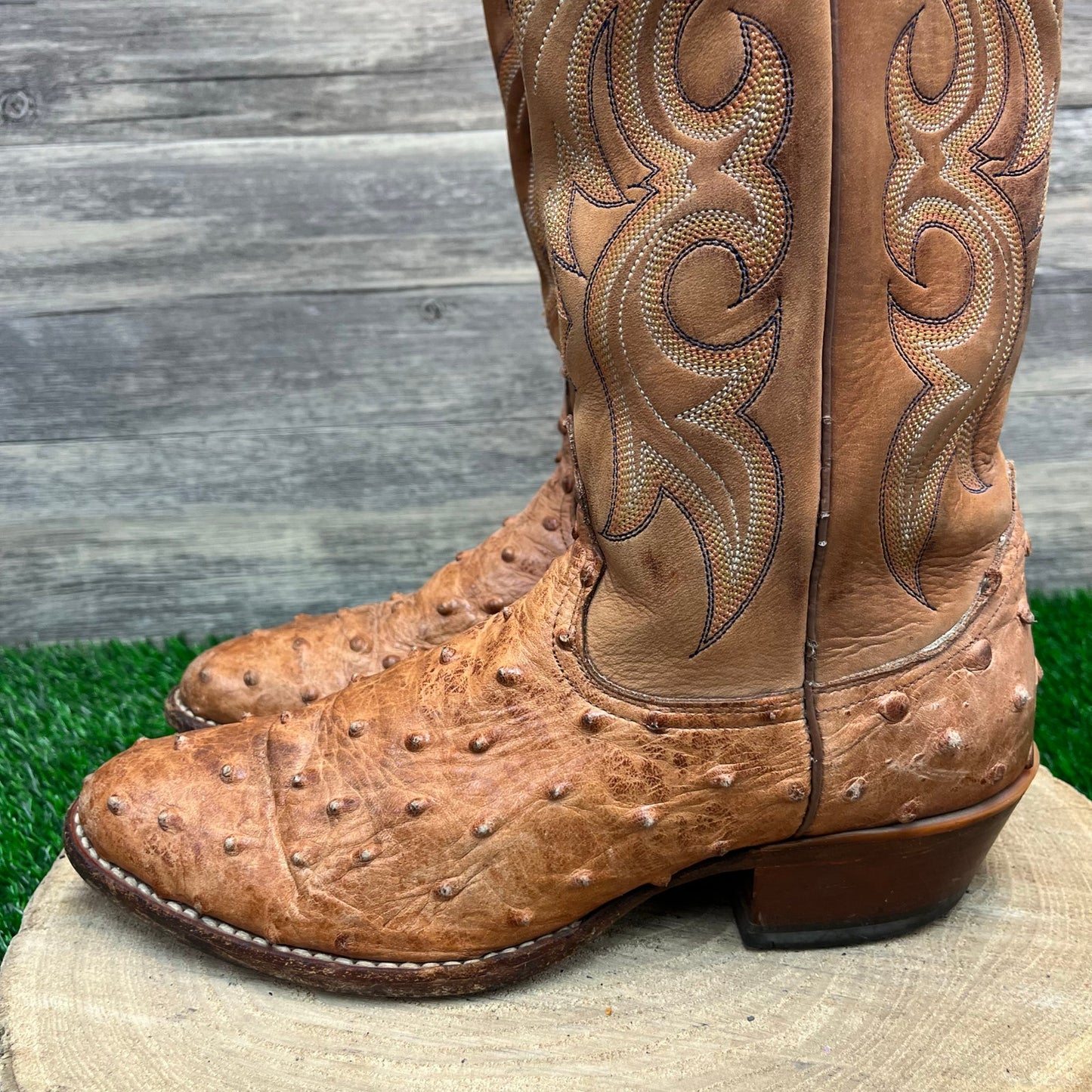 Nocona Men - Size 8.5D - Cognac Ostrich Cowboy Boots Style NB2103