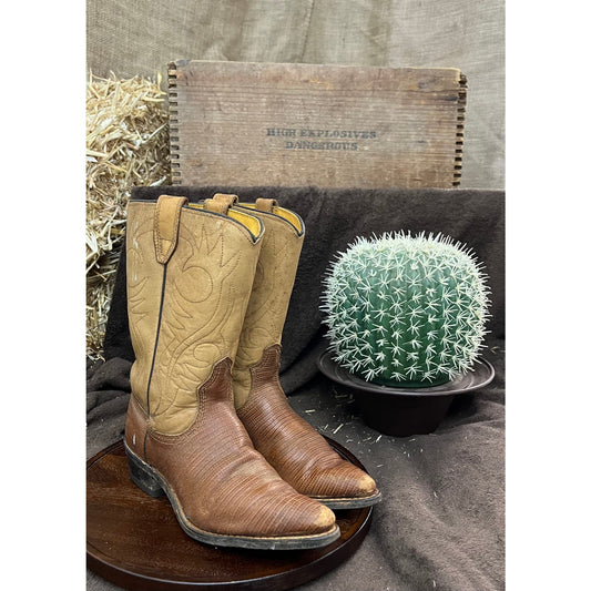 Unknown Women - Size 5.5 (see below) Vintage Tan Lizard Cowboy Boots Style 1413