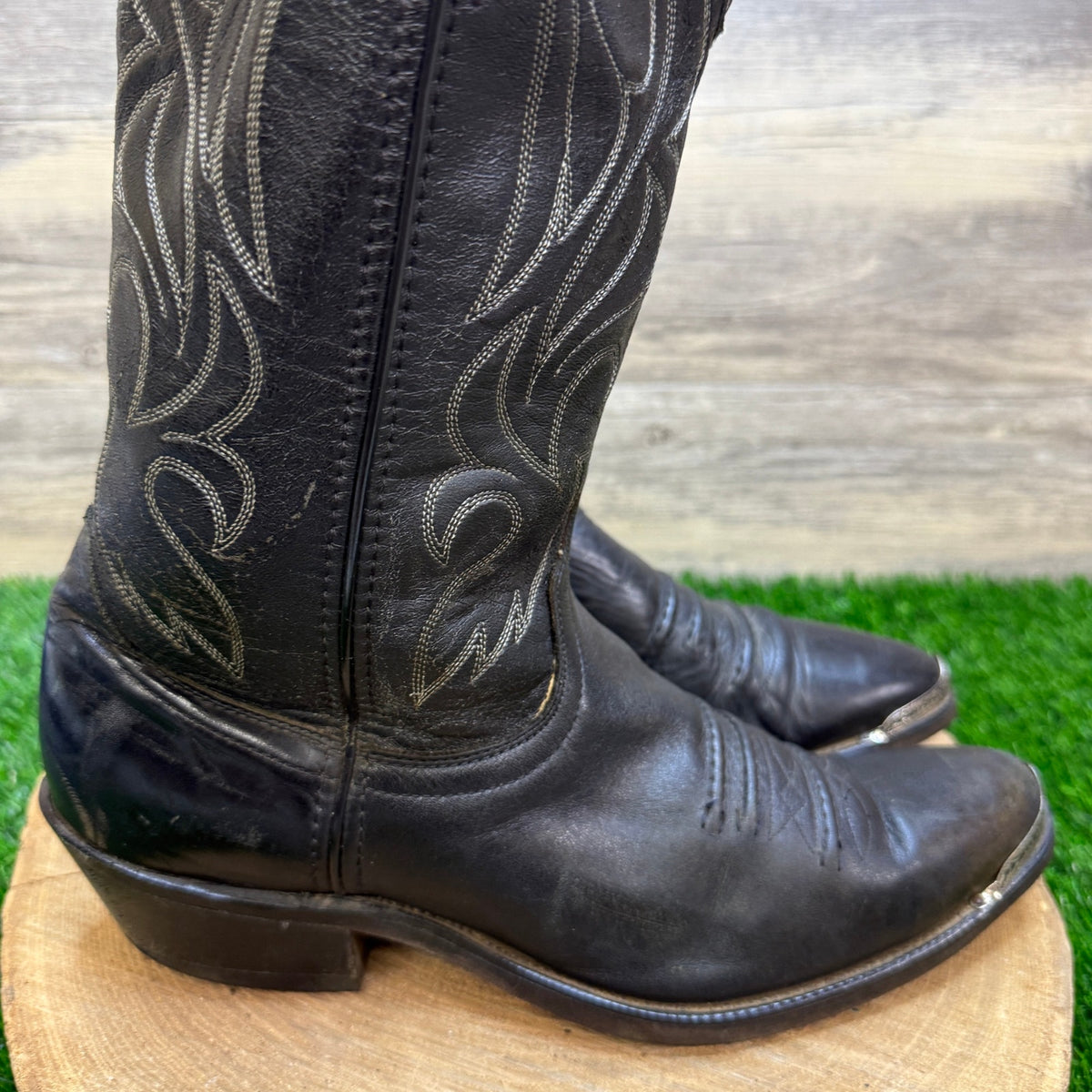 Laredo Men - Size 8.5D - Vintage Black Toe Plate Western Cowboy Boots 68137