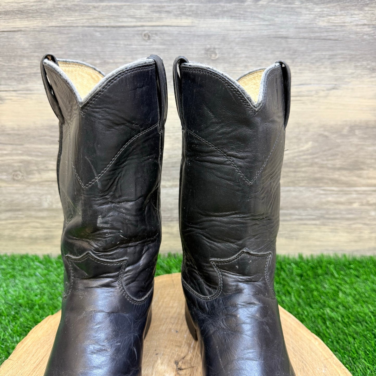 Justin Men - Size 7.5D - Black Roper Cowboy Boots 3133