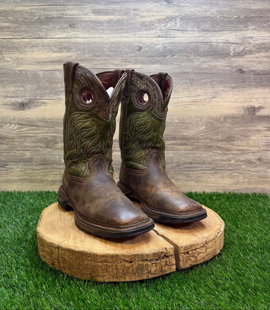Durango Youth - Size 5M - Brown/Green Square Toe Cowboy Boots Style DBT0215Y