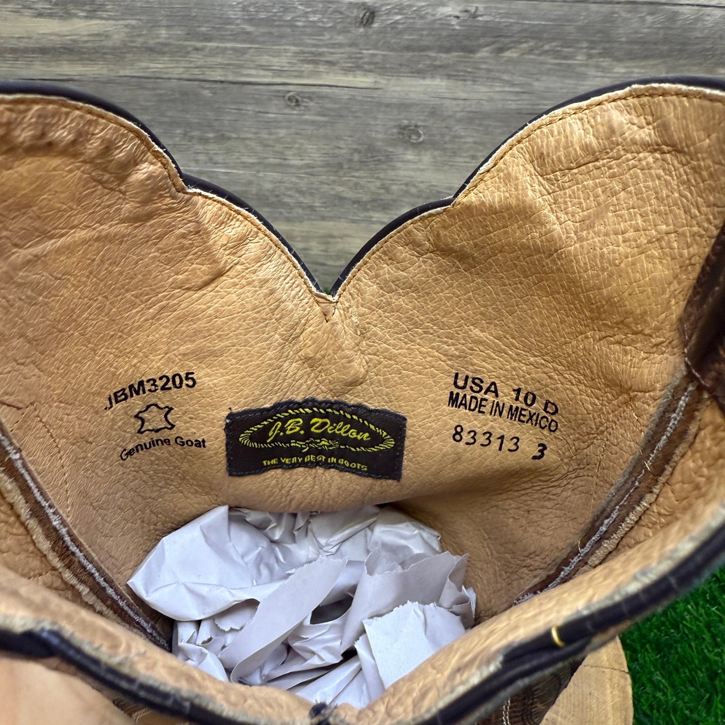 JB Dillon Men - Size 10D - Brown Goat Skin Cowboy Boots Style JBM3205