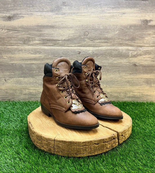Laredo Women - Size 7M - Brown Lace Up Eagle Peformair Boots 74300