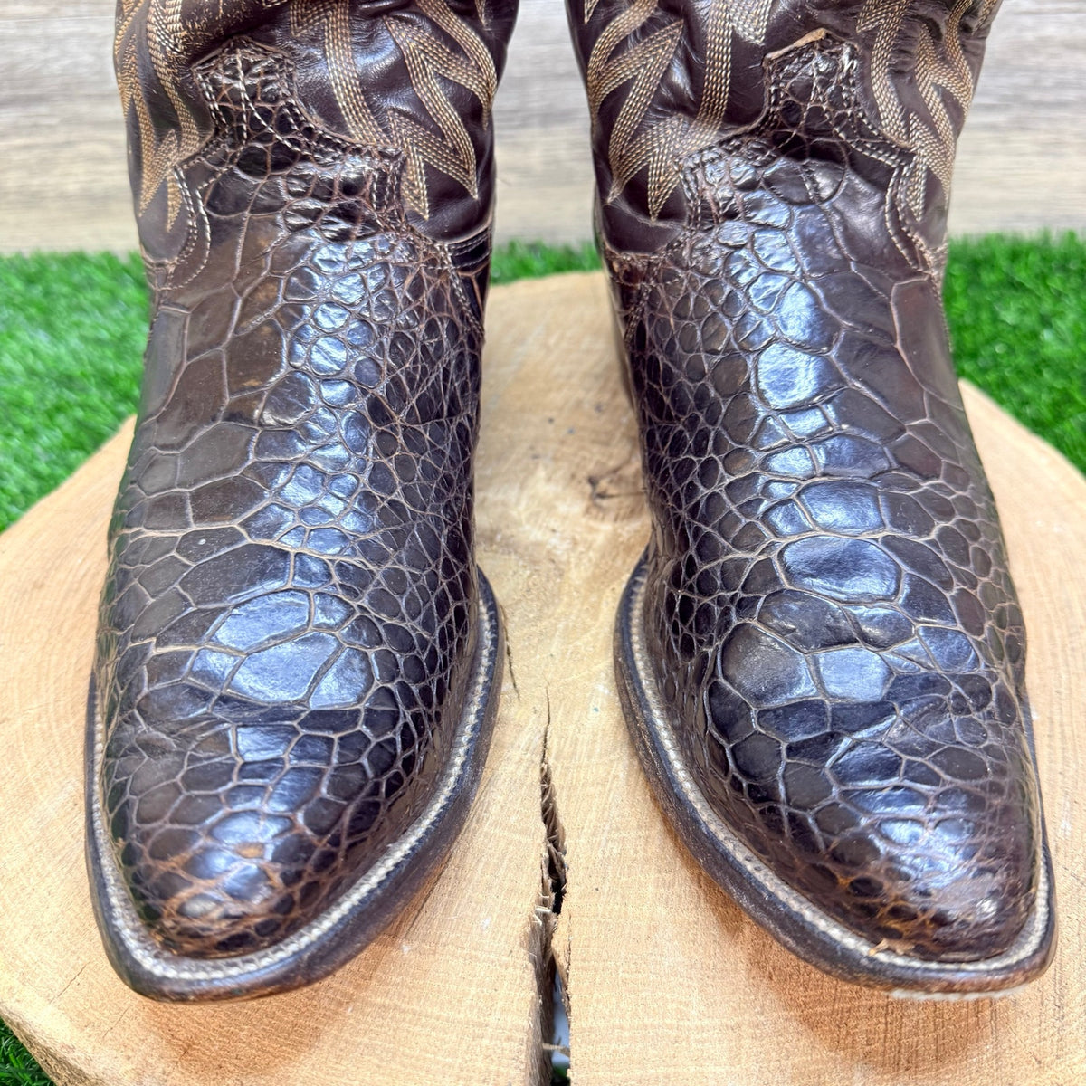 Justin Men - Size 10D - Vintage Chocolate Preban Sea Turtle Cowboy Boots 9202