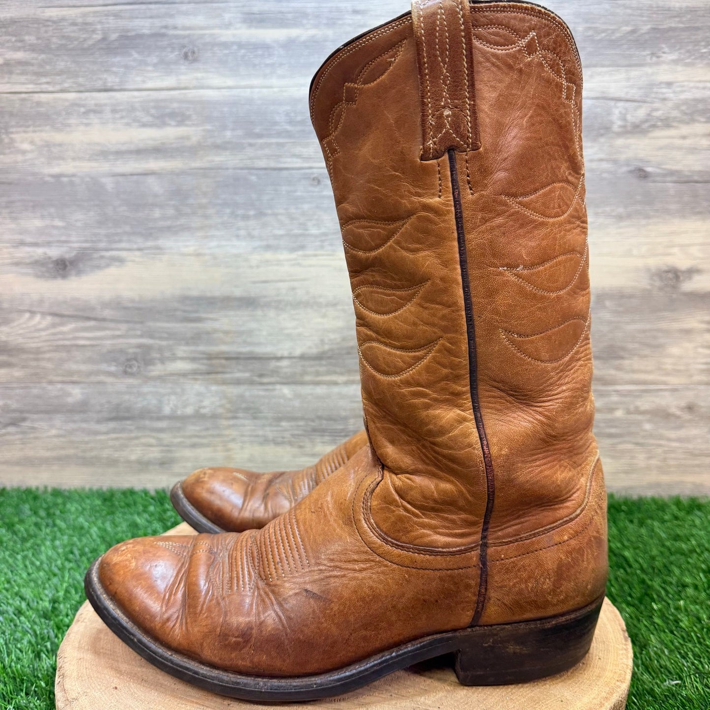 Dan Post Men - Size 9.5D - Vintage Tan Western Cowboy Boots 6813