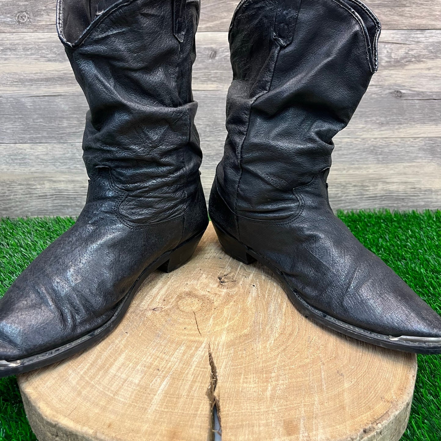 Dingo Women - Size 8.5M - Vintage Black Slouch Cowboy Boots Style 17310