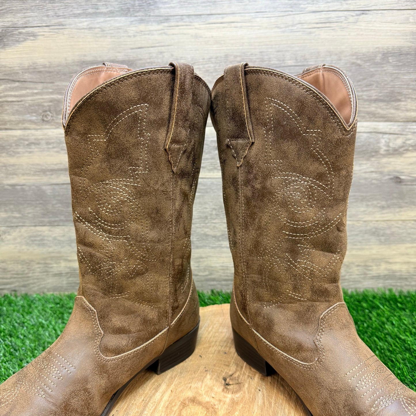 Wonder Nation Youth - Size 6 - Brown Faux Cowboy Boots 28DP059