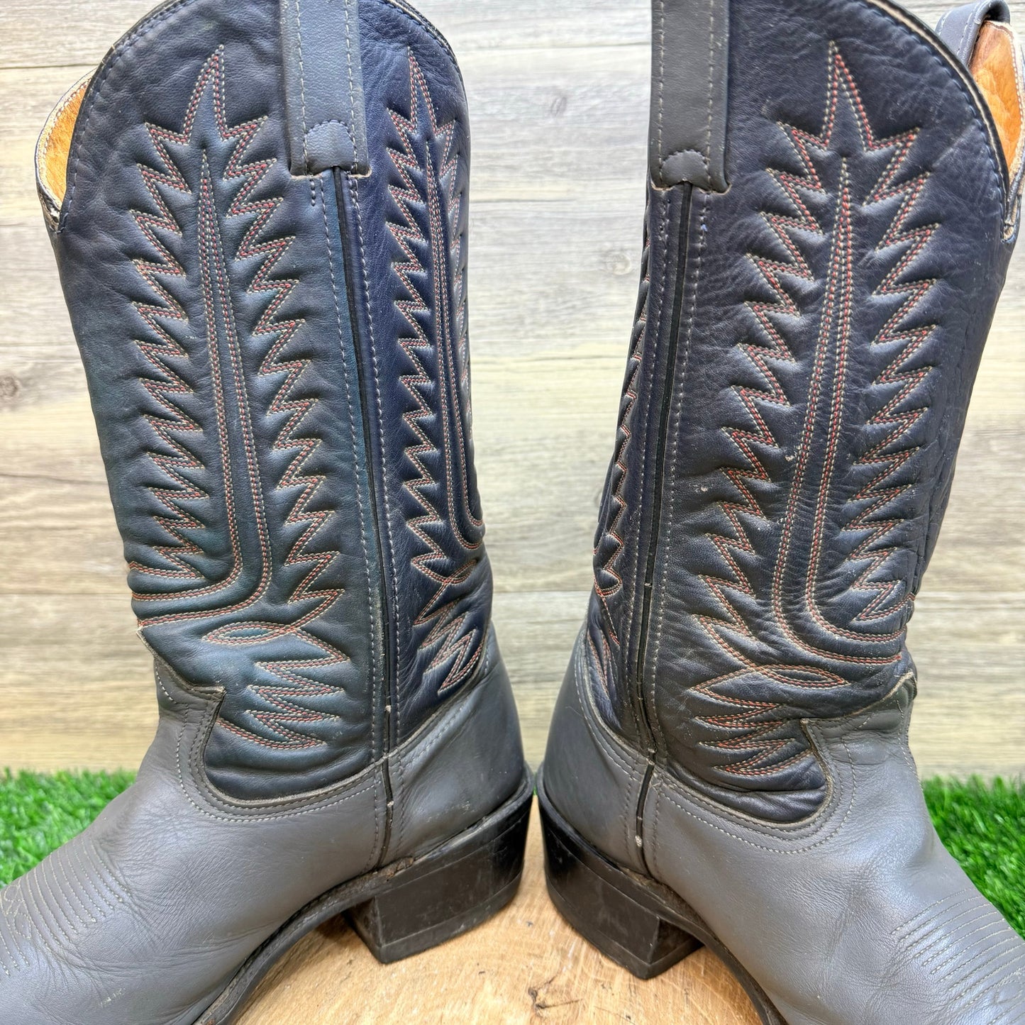 Iron Age Men - Size 8D - Vintage Black / Gray Steel Toe Cowboy Boots 5077
