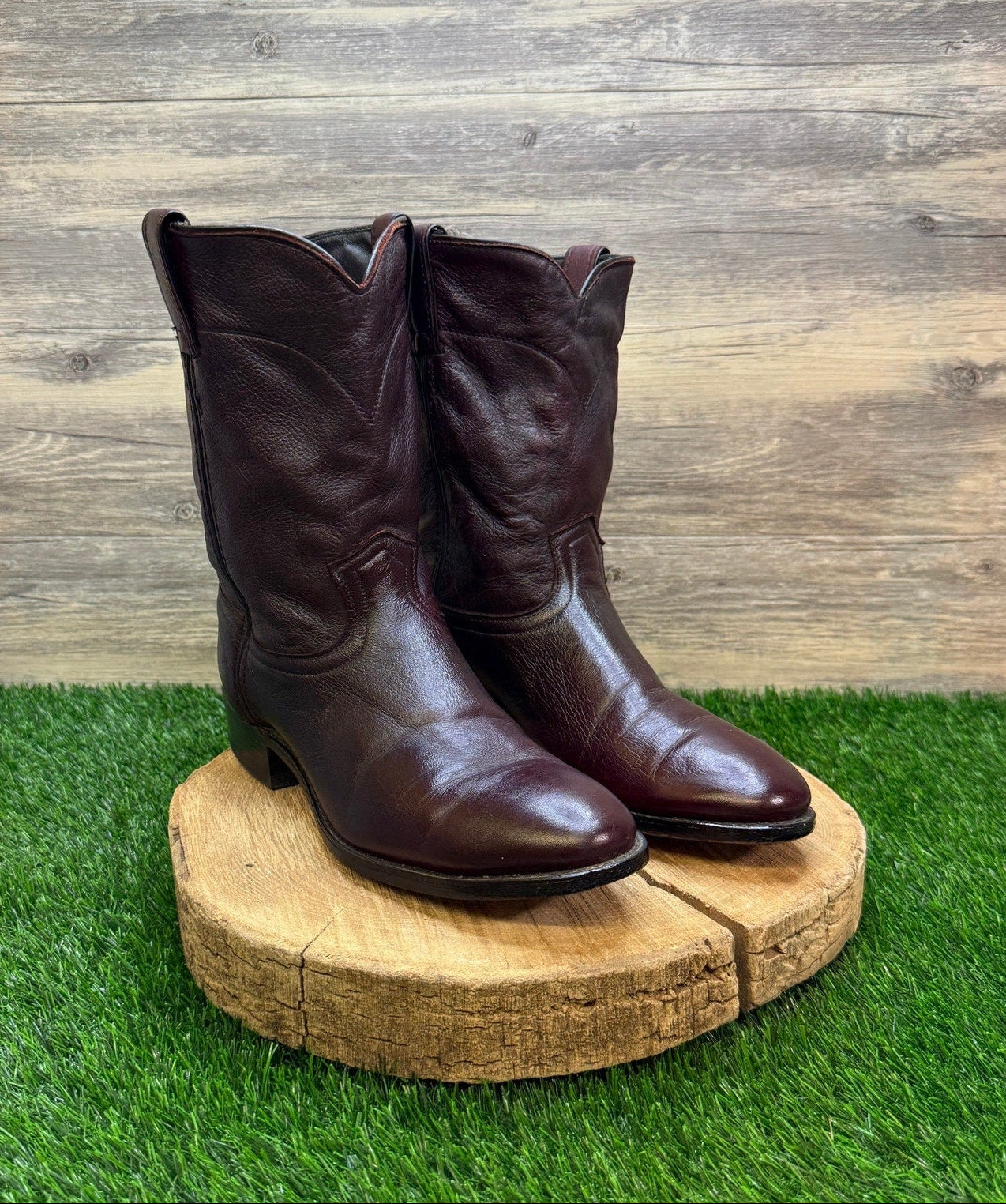 J. Chisholm Men - Size 11D - Burgundy Roper Western Cowboy Boots Style J2513
