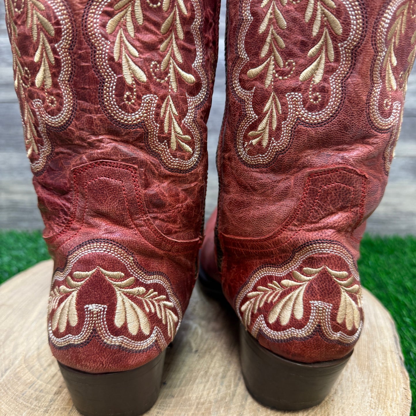 Lane Women - Size 8.5 - Red Tall Zipper Snip Toe Cowboy Boots Style A0078A