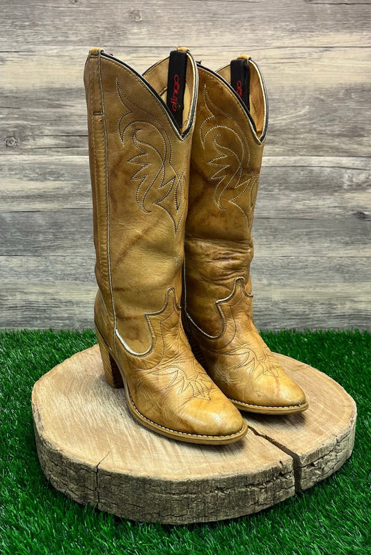 Dingo Women - Size 5 - Vintage Marbled Tan Cowboy Boots Style 334