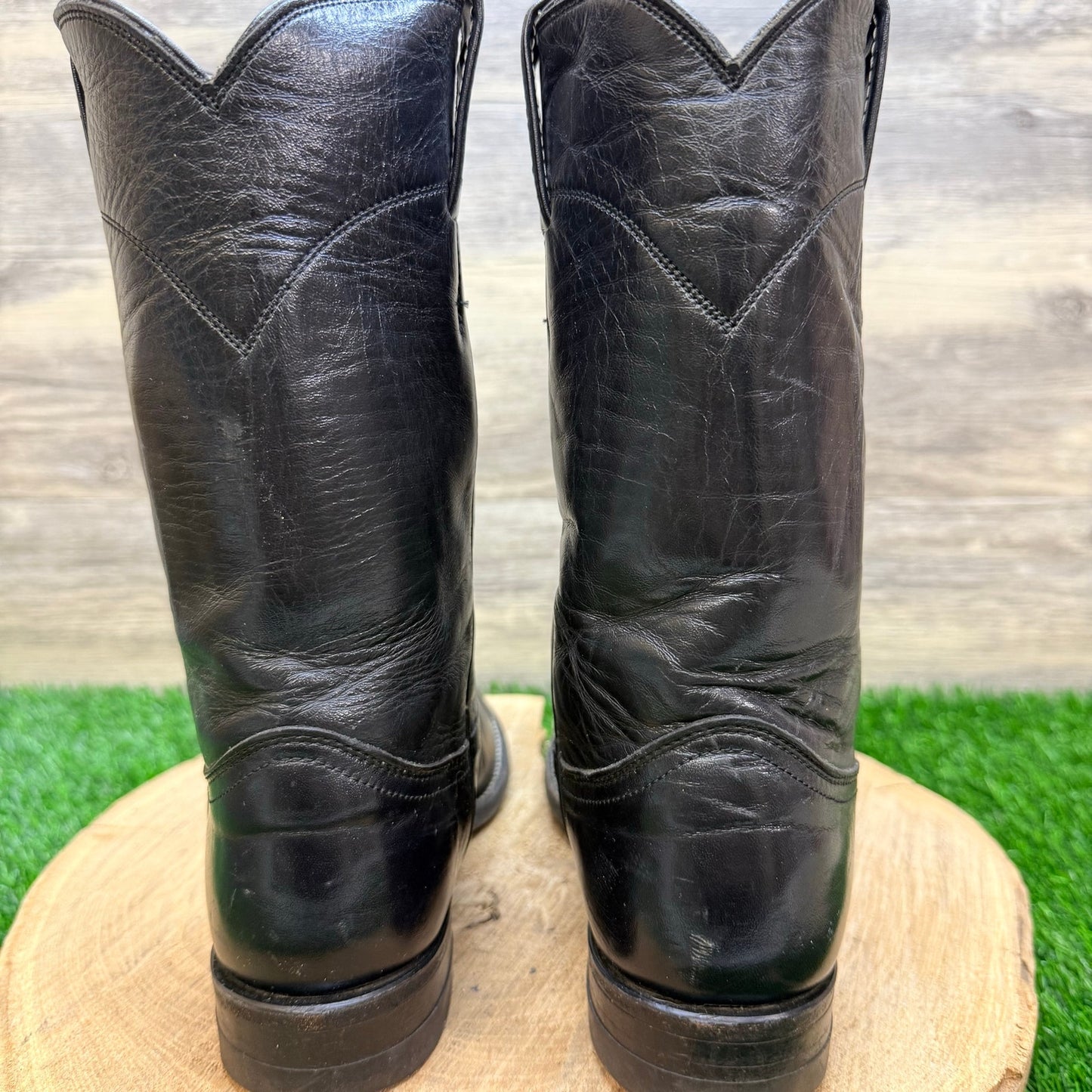 Justin Women - Size 5.5B - Vintage Black Roper Western Cowboy Boots L3703