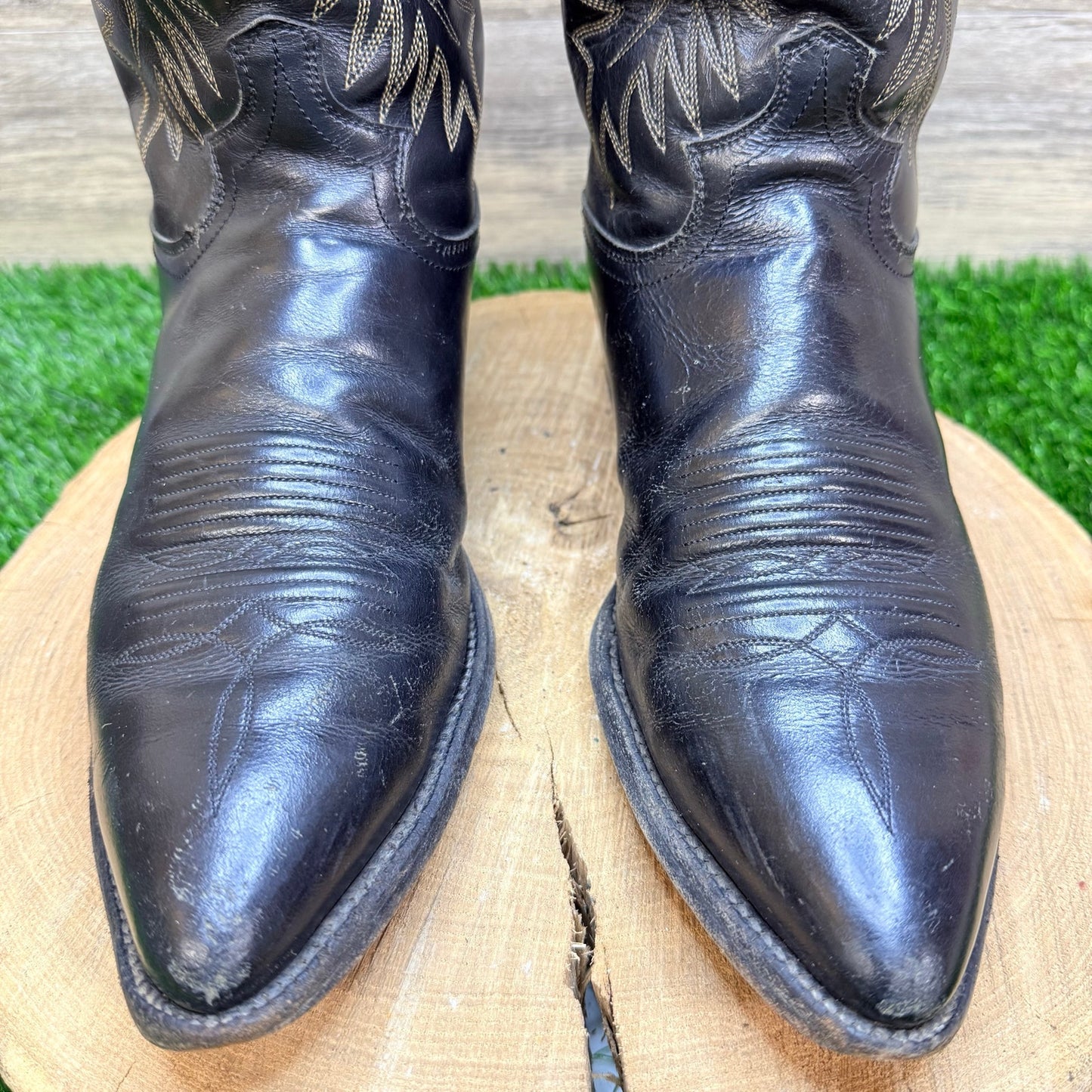 Justin Men - Size 10D - Vintage Black Western Cowboy Boots 2040