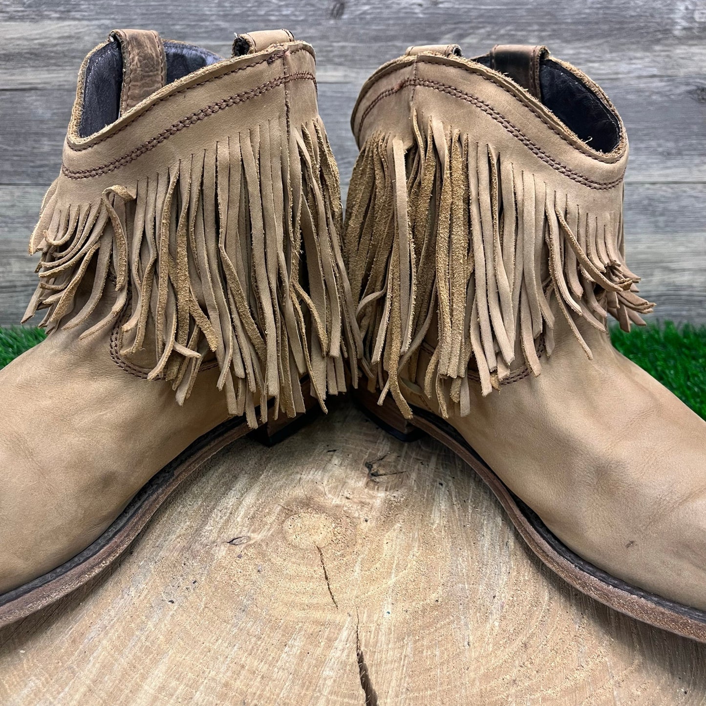 Liberty Black Women - Size 10 - Tan Fringe Ankle Cowboy Boots Style LB711312