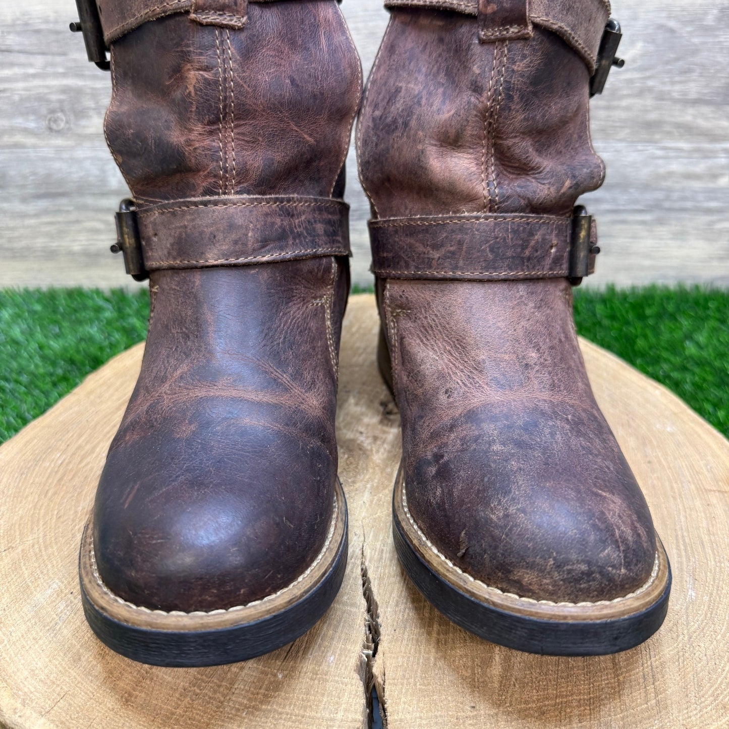 Steve Madden Women - Size 7M - Brown Buckle Ankle Boots Style Caveat