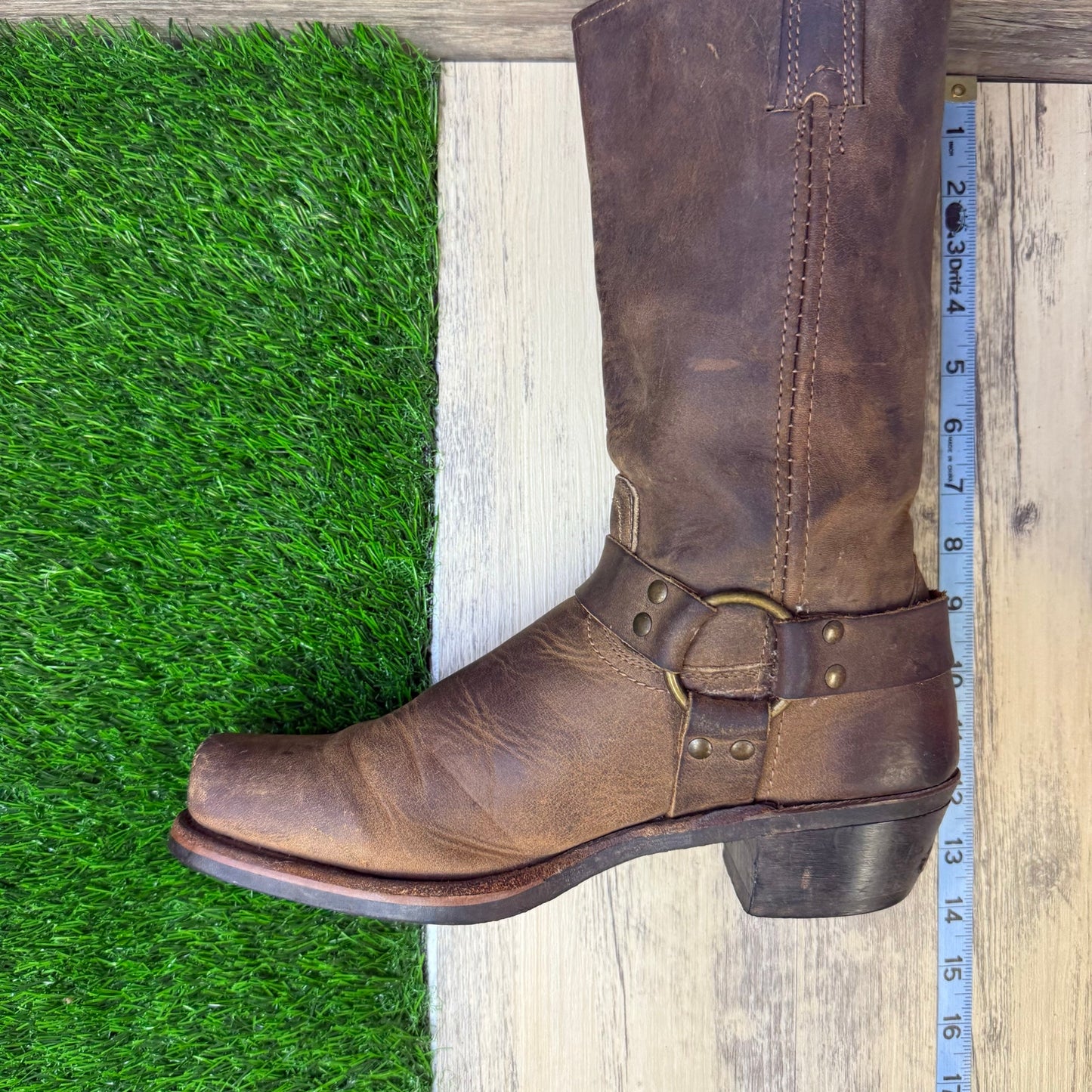 Frye Women - Size 10M - Brown Harness Square Toe Moto Boots Style 77300-3