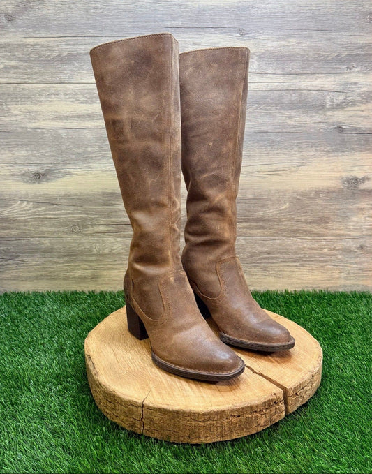 Born Women - Size 5 - Brown Tall Zipper Boots D17906