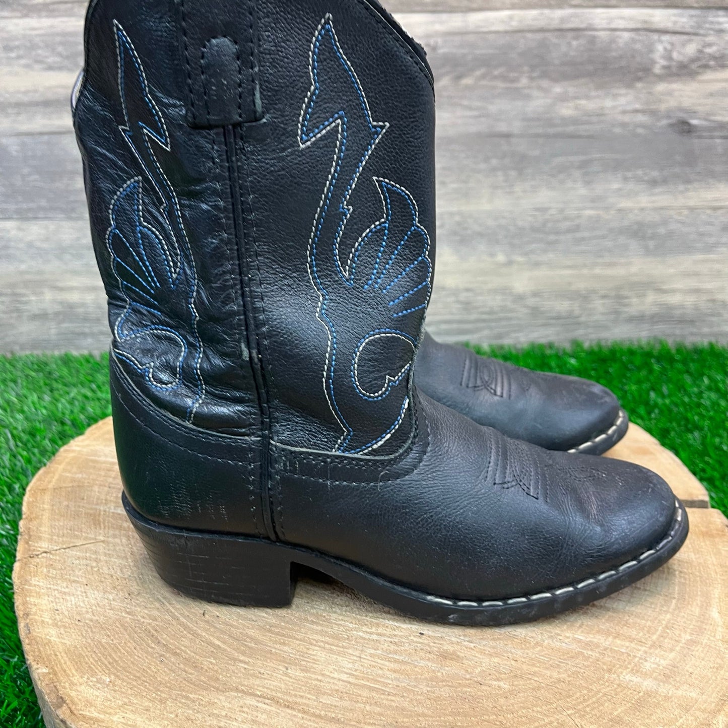 Masterson Youth - Size 2M - Black/Blue Cowboy Boots Style RB2001C