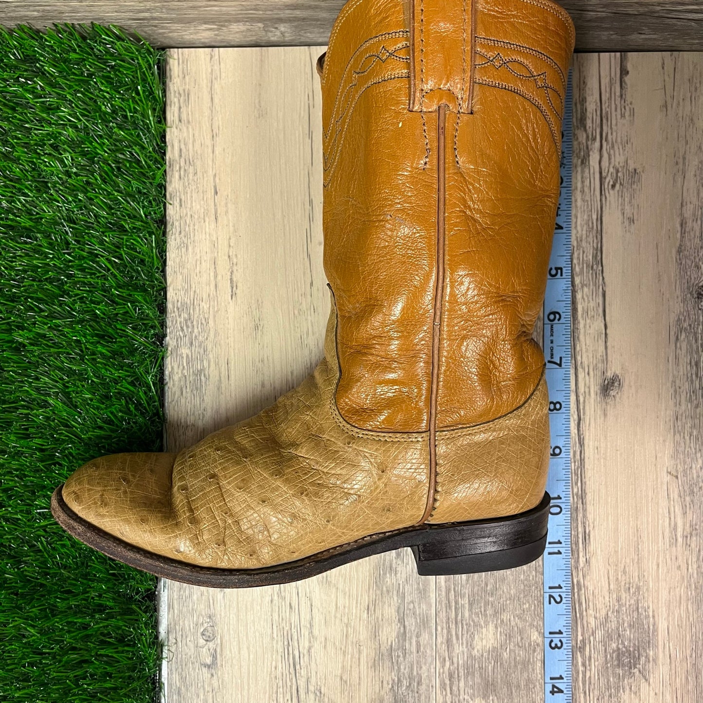 Justin Women - Size 5.5B - Vintage Cognac Smooth Ostrich Cowboy Boots L3022