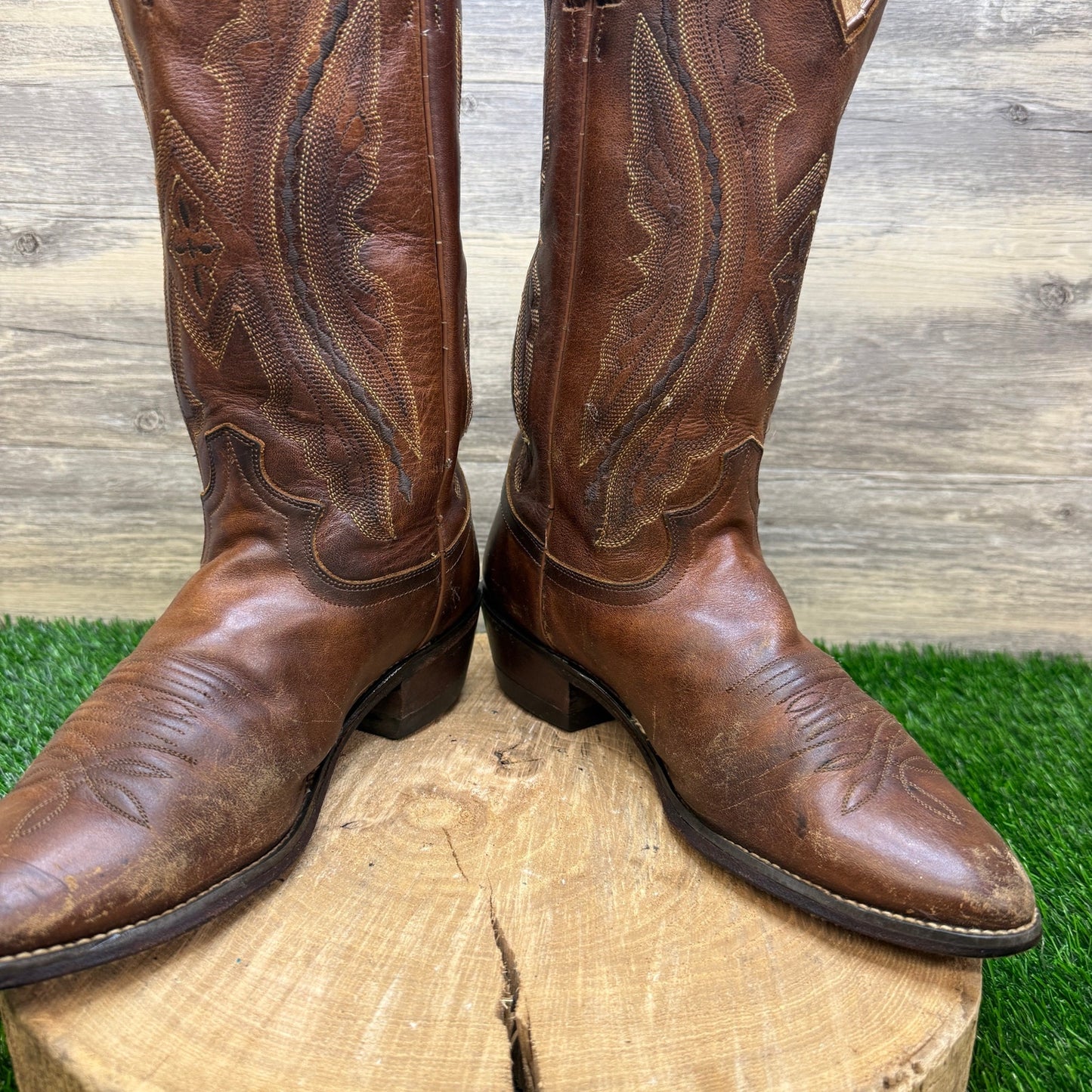 Justin Men - Size 8.5EE - Tan Western Cowboy Boots Style 2421