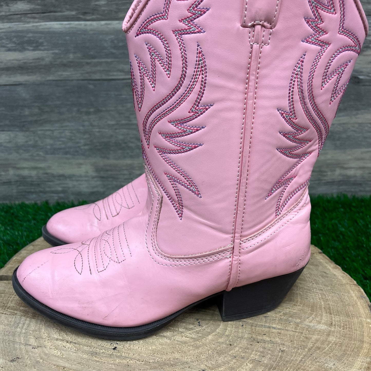 Austin Trading Co. Youth - Size 4 - Pink Faux Leather Cowboy Boots Style 1145