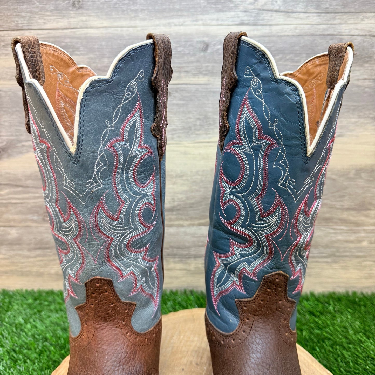 Justin Women - Size 6.5B - Teal / Brown Punchy Western Cowboy Boots L7305