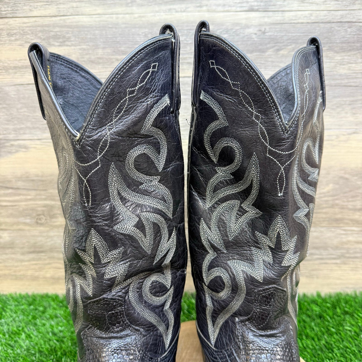Dan Post Men - Size 12D - Vintage Black Lizard Western Cowboy Boots