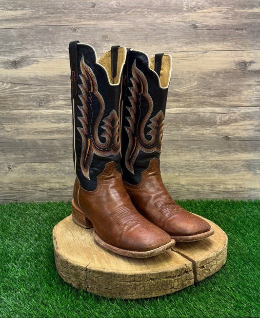 R. Watson Men - Size 8.5D - Brown/Black Square Toe Cowboy Boots Style 8028