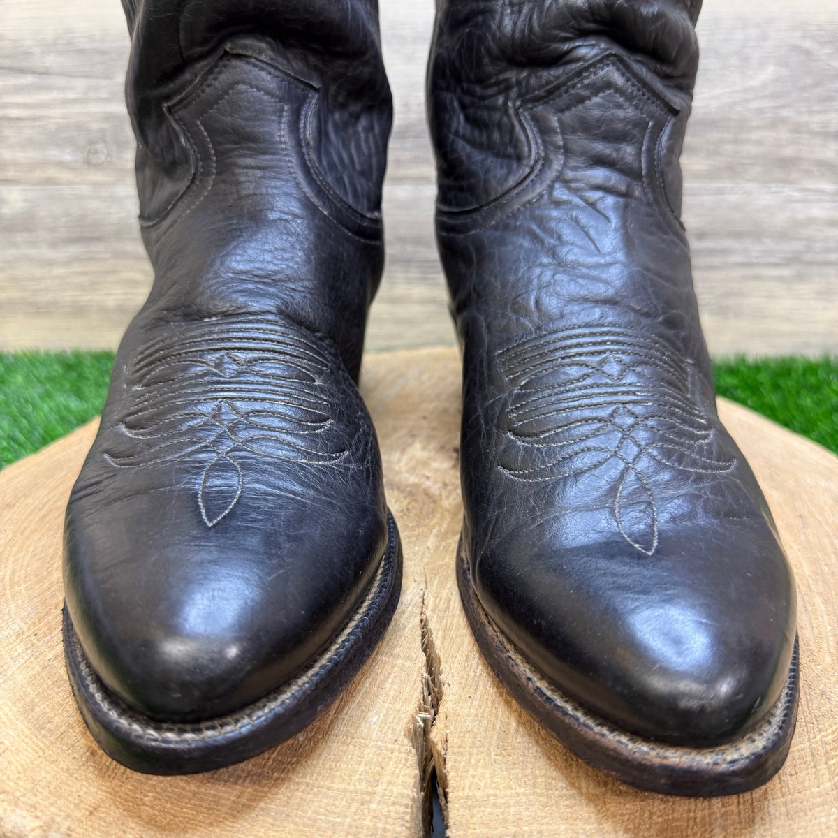 Justin Men - Size 8.5D - Vintage Black Bull Shoulder Western Cowboy Boots V5460