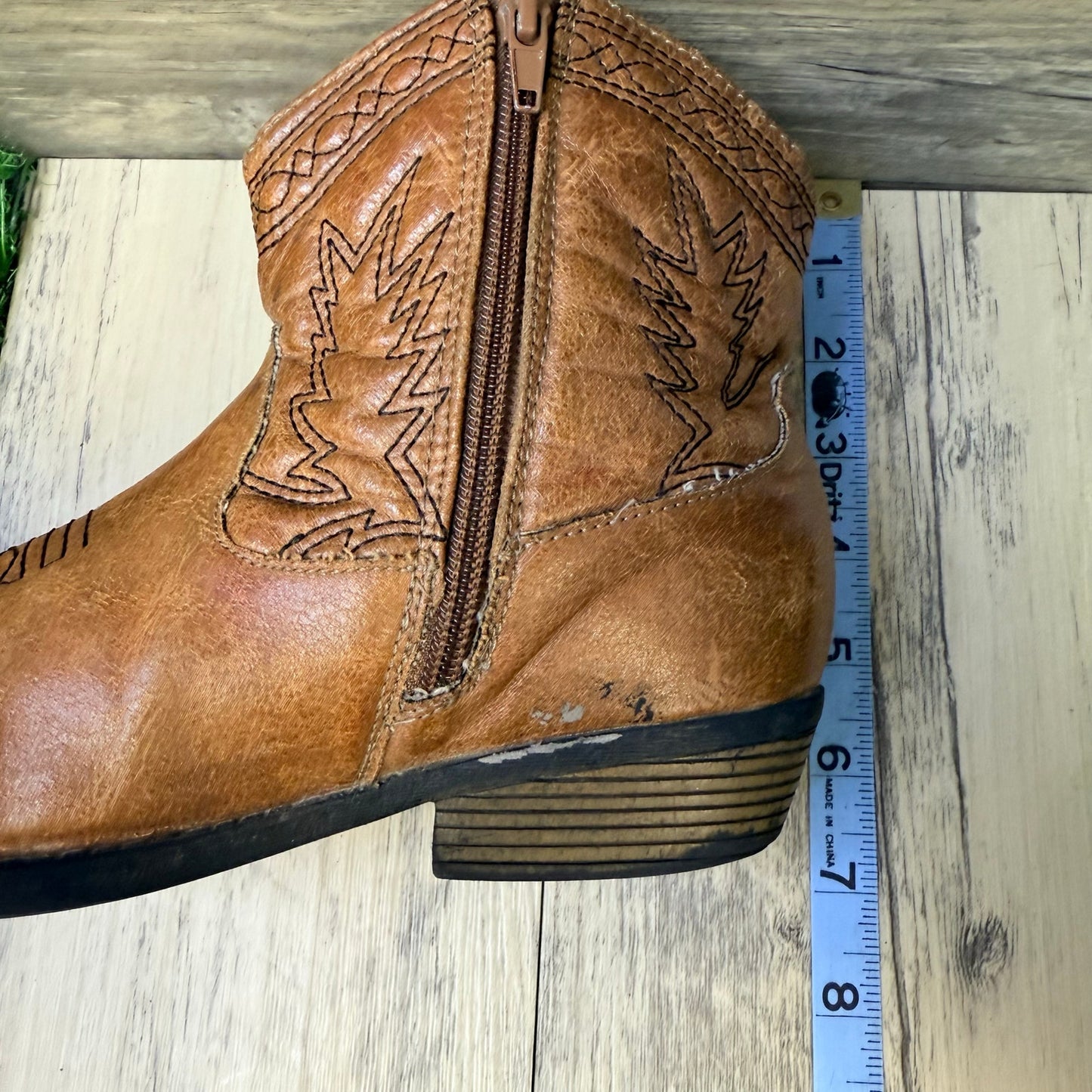 Rodeo Ropers Youth - Size 3M - Tan Ankle Zipper Faux Boots Jessie